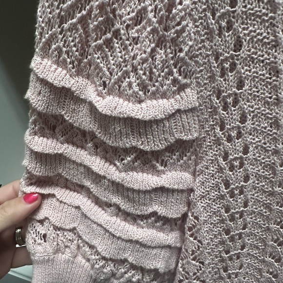 Express Light Pink Lace Knit Top - Picture 3 of 4